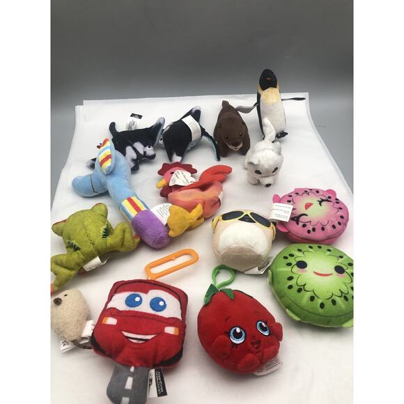 14 Pcs Mini Stuffed Small Plush Animal Miniature toys USED SEE PHOTO - Picture 2 of 11